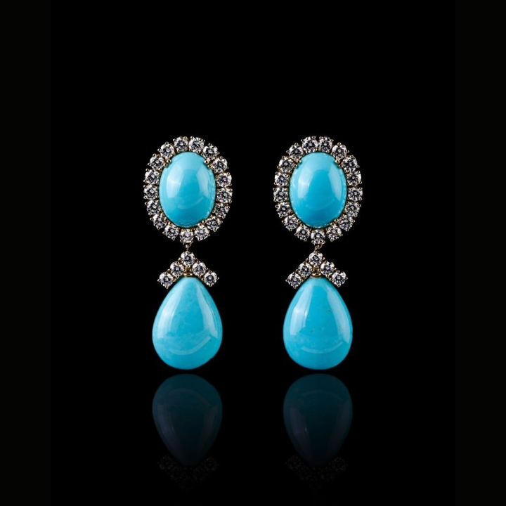 Cleopatra, Hard stone and diamond earrings